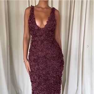 House of CB Deep Purple Flower Backless Dress